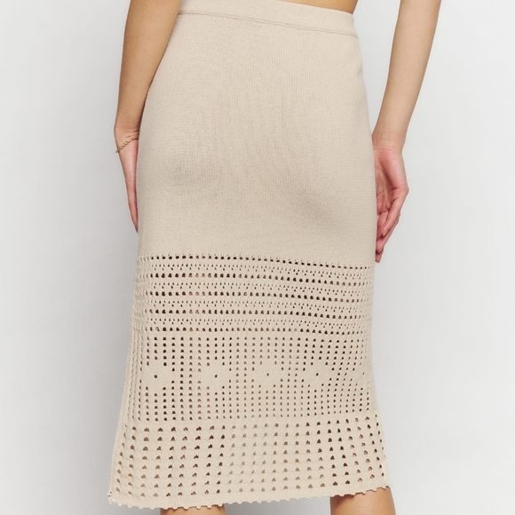 Reformation Carter Novelty Knit Skirt in Horchata size S NWT - Picture 3 of 11